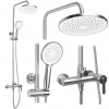 Rea Ontario, sprchový set nástenný s dažďovou sprchou, brúsená oceľ, REA-P5506 Rea Ontario, sprchový set nástenný s dažďovou sprchou, brúsená oceľ, REA-P5506