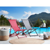 BELIANI Skladacia plážová stolička červená látkové sedadlo červený rám ležadlo na terasu s nastaviteľným operadlom