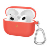 AppleMix Puzdro / obal pre Apple AirPods 3 - nálepka + karabína - silikónové - červené AppleMix Puzdro / obal pre Apple AirPods 3 - nálepka + karabína - silikónové - červené