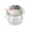 SKLENENÁ KUCHYNSKÁ NÁDOBA S KLIPSOM A PORCELÁNOVÝM VIEČKOM 450 ml - VIANOČNÁ SKLENENÁ KUCHYNSKÁ NÁDOBA S KLIPSOM A PORCELÁNOVÝM VIEČKOM 450 ml - VIANOČNÁ