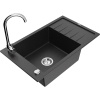 Mexen Elias, 1-komorový granitový drez s odkvapkávačom 80x48 cm a kuchynskou batériou Telma, čierna-strieborná, 6511-73-670200-00 Mexen Elias, 1-komorový granitový drez s odkvapkávačom 80x48 cm a kuchynskou batériou Telma, čierna-strieborná, 6511-73-670200-00