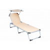 Záhradné skladacie ležadlo so strieškou - béžové Záhradné skladacie ležadlo so strieškou - béžové