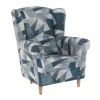 Kondela Kreslo ušiak, látka sivo-modrý vzor, CHARLOT Kondela Kreslo ušiak, látka sivo-modrý vzor, CHARLOT