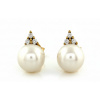 Zlaté náušnice so syntetickou perlou a zirkónmi Zlaté náušnice so syntetickou perlou a zirkónmi