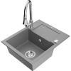 Mexen Enzo, 1-komorový granitový drez 576x465x174 mm a drezová batéria Elia, šedá, 6506-71-670101-00 Mexen Enzo, 1-komorový granitový drez 576x465x174 mm a drezová batéria Elia, šedá, 6506-71-670101-00
