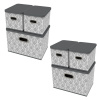 HomeLife Úložný box s vekom súprava 3 ks, 5105 - list sivá-biela 2 sady HomeLife Úložný box s vekom súprava 3 ks, 5105 - list sivá-biela 2 sady