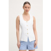 Tommy Hilfiger jednoradová vesta dámska s ľanom WW0WW49765 béžová 40 Tommy Hilfiger jednoradová vesta dámska s ľanom WW0WW49765 béžová 40