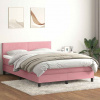 Box spring postel s matrací a LED růžová 160x220 cm samet Růžová 3316748 Box spring postel s matrací a LED růžová 160x220 cm samet Růžová 3316748