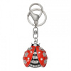 Clayre & Eef Strieborno-červený kovový prívesok na kľúče s kamienkami lienka - 4*2*4 cm - Clayre & Eef Clayre & Eef Strieborno-červený kovový prívesok na kľúče s kamienkami lienka - 4*2*4 cm - Clayre & Eef