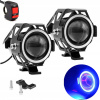 Motocyklové halogény RING LED svetlá reflektory U7 ČIERNE + MODRÉ KRÚŽKY Motocyklové halogény RING LED svetlá reflektory U7 ČIERNE + MODRÉ KRÚŽKY