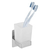 Samodržiaci sklenený téglik na zubné kefky v lesklo striebornej farbe Genova – Wenko Samodržiaci sklenený téglik na zubné kefky v lesklo striebornej farbe Genova – Wenko