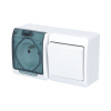FAMATEL GALATEA Spínač střídavý č.6 + zásuvka 2P+PE na omítku IP44 bílá/průhledné víčko FAMATEL GALATEA Spínač střídavý č.6 + zásuvka 2P+PE na omítku IP44 bílá/průhledné víčko