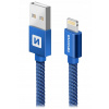 Swissten 71523208 datový Textile USB / Lightning, 1,2m, modrý Swissten 71523208 datový Textile USB / Lightning, 1,2m, modrý