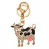 Clayre & Eef Zlatý kovový prívesok na kľúče s kamienkami krava - 5*2*5 cm - Clayre & Eef Clayre & Eef Zlatý kovový prívesok na kľúče s kamienkami krava - 5*2*5 cm - Clayre & Eef