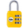 Zámok Yale YP1/28/121/1, visiaci, cestovný, s číselnou kombináciou, žltý Zámok Yale YP1/28/121/1, visiaci, cestovný, s číselnou kombináciou, žltý