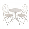 Clayre & Eef Béžový záhradný kovový Bistro set stôl a 2 stoličky - Ø 60*70 / 39*39*94 cm - Clayre & Eef Clayre & Eef Béžový záhradný kovový Bistro set stôl a 2 stoličky - Ø 60*70 / 39*39*94 cm - Clayre & Eef