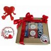 Darčeková krabička sada sladkostí narodeninový kôš Deň sv. Valentína čaj + figúrka Darčeková krabička sada sladkostí narodeninový kôš Deň sv. Valentína čaj + figúrka