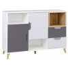 Kombinovaná komoda Joker 7 - biela/grafit/sivá/dub lefkas Kombinovaná komoda Joker 7 - biela/grafit/sivá/dub lefkas