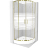 Mexen Rio polkruhová sprchová kabína 70 x 70 cm, biele pruhy, zlatá + sprchová vanička, biela - 863-070-070-50-20-4710 Mexen Rio polkruhová sprchová kabína 70 x 70 cm, biele pruhy, zlatá + sprchová vanička, biela - 863-070-070-50-20-4710