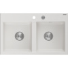 Mexen Hektor, 2-komorový granitový drez 800x480x205 mm, biela, chrómový sifón, 6521802000-20 Mexen Hektor, 2-komorový granitový drez 800x480x205 mm, biela, chrómový sifón, 6521802000-20
