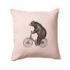 Medveď na bicykli - Vankúš 50x50 - 50x50 - Iba poťah ( Svetloružová ) Medveď na bicykli - Vankúš 50x50 - 50x50 - Iba poťah ( Svetloružová )