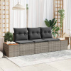 zahrada-XL Súprava záhradných pohoviek s vankúšom 3 pcs Sivá polyratan 3348015 zahrada-XL Súprava záhradných pohoviek s vankúšom 3 pcs Sivá polyratan 3348015
