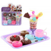Sladkosti dortíky set s pohárem a podnosem makety potravin + dětské nádobí plast Sladkosti dortíky set s pohárem a podnosem makety potravin + dětské nádobí plast