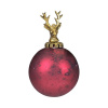 Mars & More Červená antik sklenená vianočná guľa s jeleňom Deer - Ø10* 16 cm - Mars & More Mars & More Červená antik sklenená vianočná guľa s jeleňom Deer - Ø10* 16 cm - Mars & More