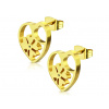 CITY STORM Oceľové náušnice v zlatej farbe v tvare srdiečka so štvorlístkom CITY STORM Oceľové náušnice v zlatej farbe v tvare srdiečka so štvorlístkom