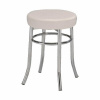 Tempo Kondela Taburet, ekokoža biela/chróm, IRENA Tempo Kondela Taburet, ekokoža biela/chróm, IRENA