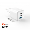Nabíječka FIXED síťová GaN Mini s 2xUSB-C a USB výstupem, podpora PD, 65W, bílá Nabíječka FIXED síťová GaN Mini s 2xUSB-C a USB výstupem, podpora PD, 65W, bílá