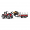Bruder Traktor Massey Ferguson 7480 s čelným nakladačom a prepravníkom klád Bruder Traktor Massey Ferguson 7480 s čelným nakladačom a prepravníkom klád