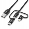 Choetech IP0030-BK 3v1 USB MFI Lightning / USB Type C / micro USB (3A nabíjanie / 480Mbps prenos dát), 1,2m, černý Choetech IP0030-BK 3v1 USB MFI Lightning / USB Type C / micro USB (3A nabíjanie / 480Mbps prenos dát), 1,2m, černý