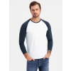 Ombre Men's longsleeve with contrast raglan sleeves - white and navy biela XL Ombre 5902228973393 Ombre Men's longsleeve with contrast raglan sleeves - white and navy biela XL Ombre 5902228973393