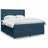 Box spring postel s matrací modrá 200 x 200 cm samet Modrá 3294728 Box spring postel s matrací modrá 200 x 200 cm samet Modrá 3294728