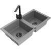 Mexen Mario granitový drez s 2 komorami a kuchynskou batériou Rita, sivý - 6504-71-670300-70-B Mexen Mario granitový drez s 2 komorami a kuchynskou batériou Rita, sivý - 6504-71-670300-70-B
