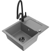 Mexen Enzo granitový kuchynský drez 1-komorový s odkvapkávačom a kuchynskou batériou Duo, sivý - 6506-71-671701-70-B Mexen Enzo granitový kuchynský drez 1-komorový s odkvapkávačom a kuchynskou batériou Duo, sivý - 6506-71-671701-70-B