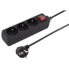 PremiumCord Prodlužovací přívod 230V 2m 3 zásuvky + vypínač, černý PremiumCord Prodlužovací přívod 230V 2m 3 zásuvky + vypínač, černý