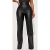 Čierne koženkové elegantné nohavice s vysokým pásom a širokými nohavicami #Veľkosť 3XL Farba Čierna Čierne koženkové elegantné nohavice s vysokým pásom a širokými nohavicami #Veľkosť 3XL Farba Čierna