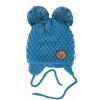 BABY NELLYS Zimná pletená čiapka Teddy Bear na zaväzovanie, modrá - 56-68 (0-6 m) BABY NELLYS Zimná pletená čiapka Teddy Bear na zaväzovanie, modrá - 56-68 (0-6 m)
