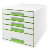 Leitz LEITZ Zásuvkový box WOW CUBE, 5 zásuvek, bílá/zelená Leitz LEITZ Zásuvkový box WOW CUBE, 5 zásuvek, bílá/zelená