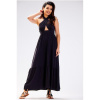 Dámske dlhé čierne šaty s odhaleným chrbtom, A583 M Dámske dlhé čierne šaty s odhaleným chrbtom, A583 M