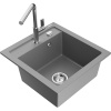 Mexen Vito granitový kuchynský drez s 1 komorou a kuchynskou batériou Flora, sivý - 6503-71-670401-00 Mexen Vito granitový kuchynský drez s 1 komorou a kuchynskou batériou Flora, sivý - 6503-71-670401-00