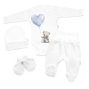 Súprava do pôrodnice pre bábätko 4D Teddy Love, Baby Nellys - biela/modrá, veľ. 62 Súprava do pôrodnice pre bábätko 4D Teddy Love, Baby Nellys - biela/modrá, veľ. 62
