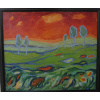 Jozef Onduš - Krajina v červenom,,originálny,ručne maľovaný obraz M (do veľkosti 65x65cm) Červená Jozef Onduš - Krajina v červenom,,originálny,ručne maľovaný obraz M (do veľkosti 65x65cm) Červená