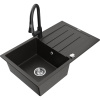 Mexen Bruno, 1-komorový granitový drez 795x495x200 mm a drezová batéria Elia, čierna-zlatá metalíza, 6513-75-670101-70 Mexen Bruno, 1-komorový granitový drez 795x495x200 mm a drezová batéria Elia, čierna-zlatá metalíza, 6513-75-670101-70