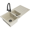 Mexen Andres žulový drez 1,5-komorový s odkvapkávačom a kuchynskou batériou Elia, béžový - 6515-69-670101-70 Mexen Andres žulový drez 1,5-komorový s odkvapkávačom a kuchynskou batériou Elia, béžový - 6515-69-670101-70
