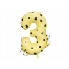 PartyDeco Fóliový balón číslo 3 gepard PartyDeco Fóliový balón číslo 3 gepard