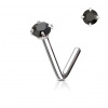 Piercing do nosa so vsadeným kamienkom Zirkónia Farba: čierna, Veľkosť: 0,8 mm, Veľkosť koncovky: 3 mm Piercing do nosa so vsadeným kamienkom Zirkónia Farba: čierna, Veľkosť: 0,8 mm, Veľkosť koncovky: 3 mm