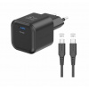 Swissten Sieťový Adaptér GaN 1x USB-C 20W Power Delivery Čierny + Dátový Kábel USB-C / USB-C 1,2 m 22070130 Swissten Sieťový Adaptér GaN 1x USB-C 20W Power Delivery Čierny + Dátový Kábel USB-C / USB-C 1,2 m 22070130
